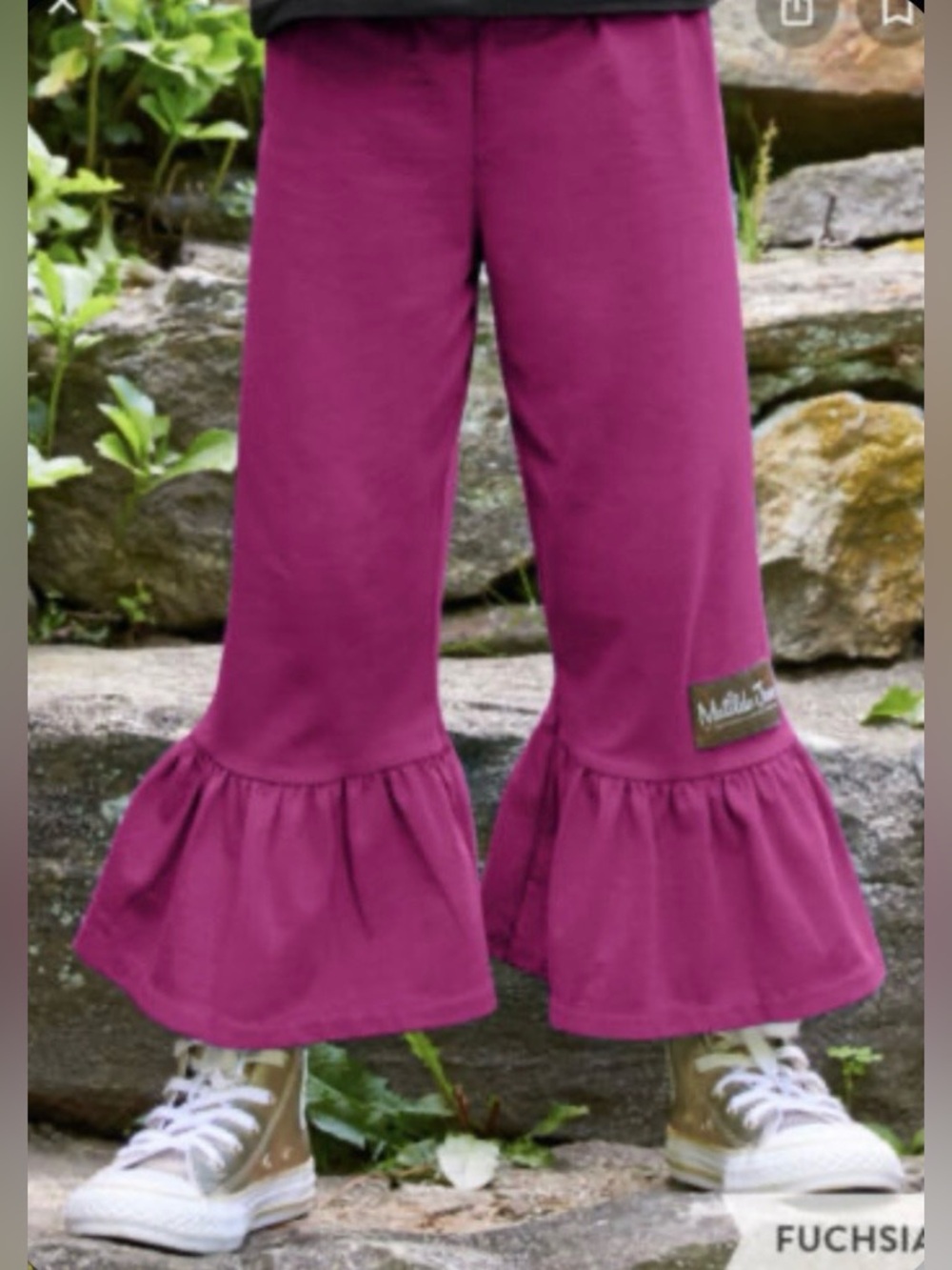 Matilda Jane Girls Big Ruffle Wide Leg Cotton Pants Fuschia Size 10